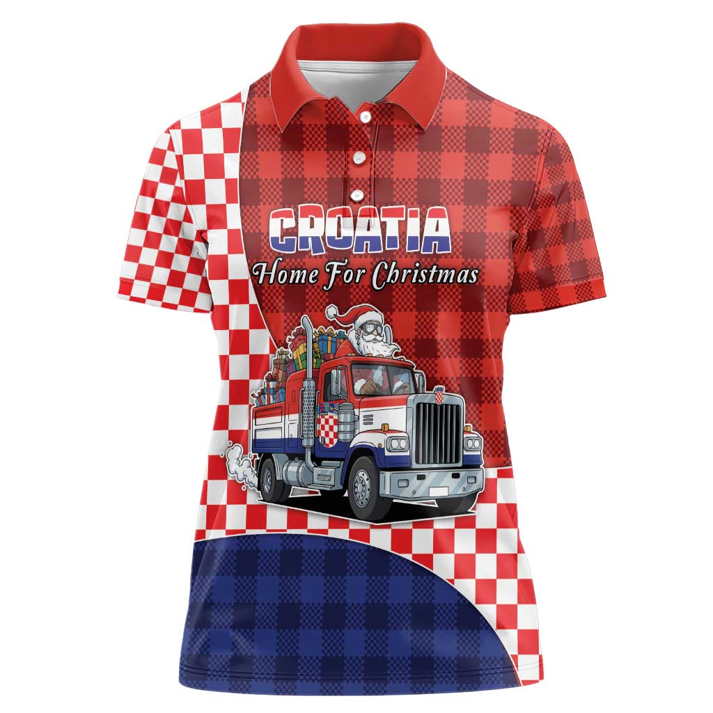 Croatia Christmas Women Polo Shirt Santa Claus Drives Home With Gifts - Wonder Print Shop