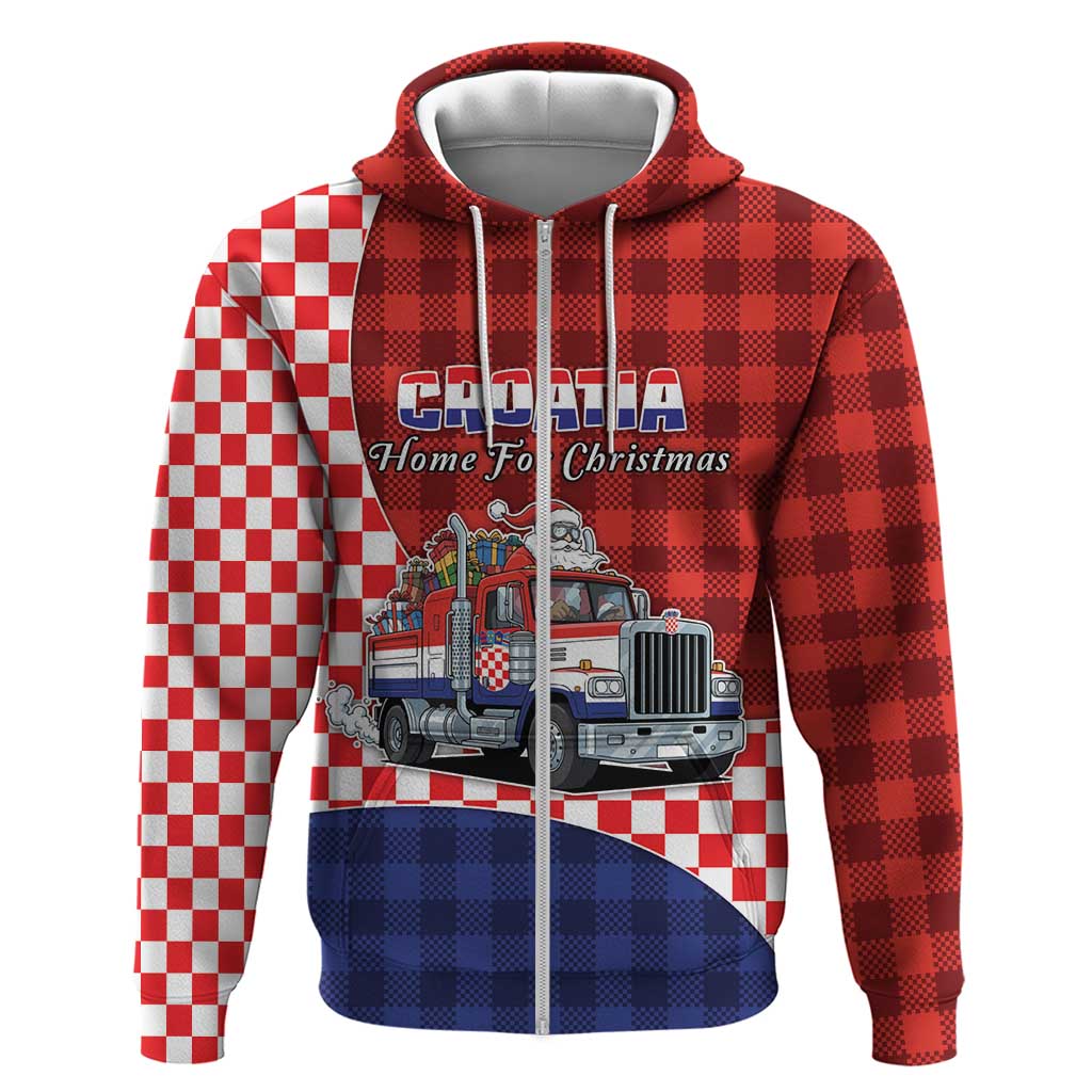 Croatia Christmas Zip Hoodie Santa Claus Drives Home With Gifts - Wonder Print Shop