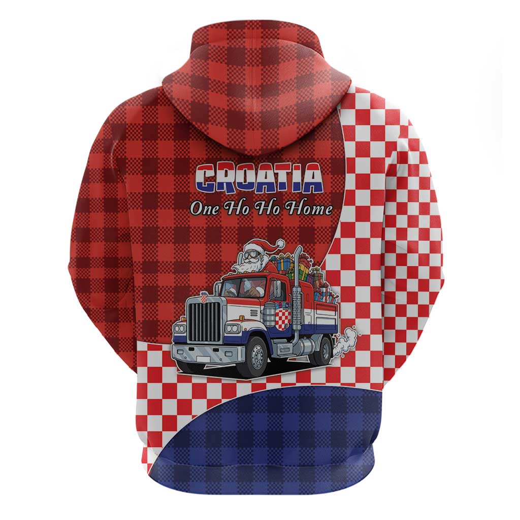 Croatia Christmas Zip Hoodie Santa Claus Drives Home With Gifts - Wonder Print Shop