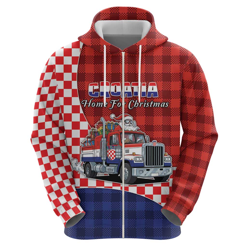 Croatia Christmas Zip Hoodie Santa Claus Drives Home With Gifts - Wonder Print Shop