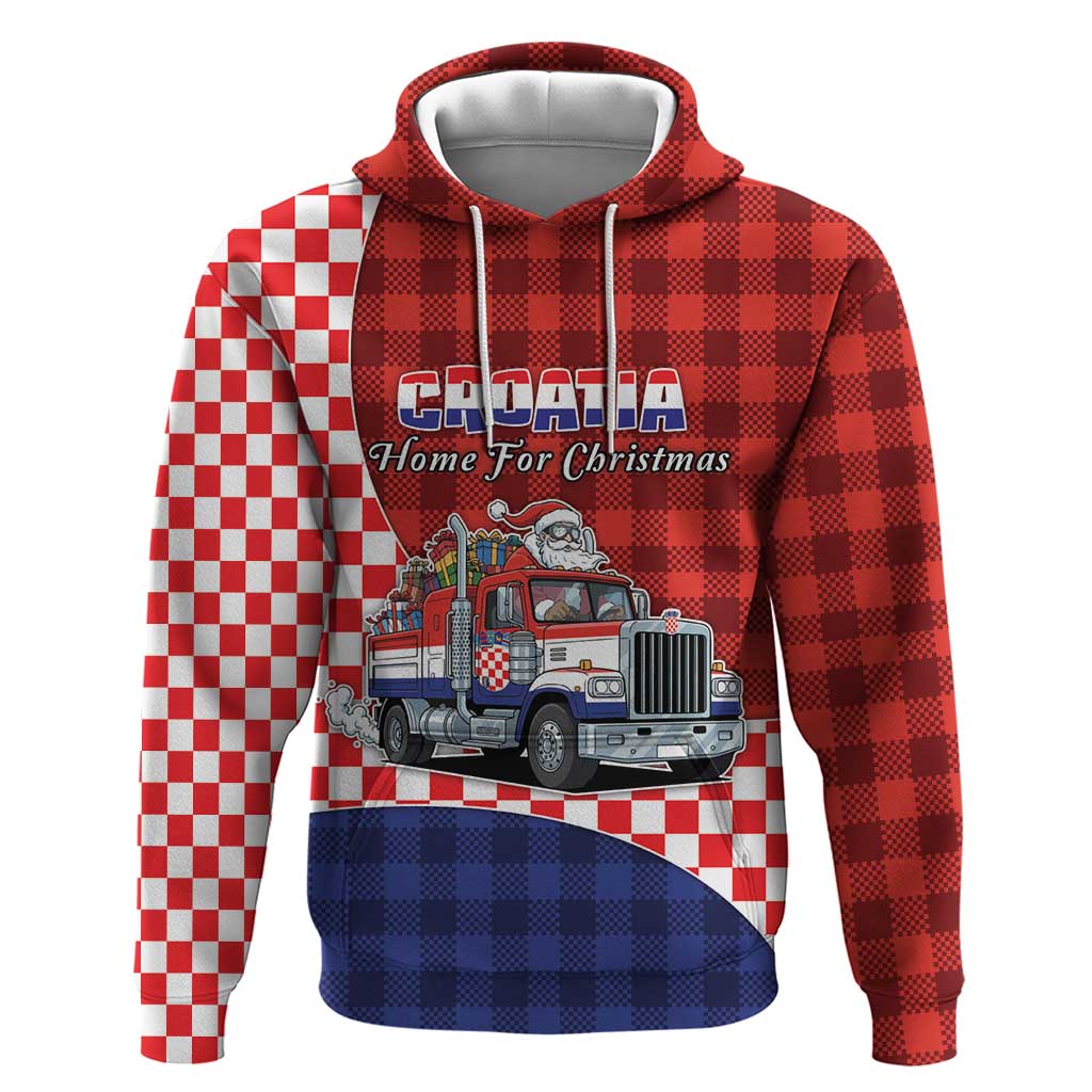 Croatia Christmas Zip Hoodie Santa Claus Drives Home With Gifts - Wonder Print Shop
