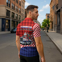 Croatia Christmas Zipper Polo Shirt Santa Claus Drives Home With Gifts - Wonder Print Shop