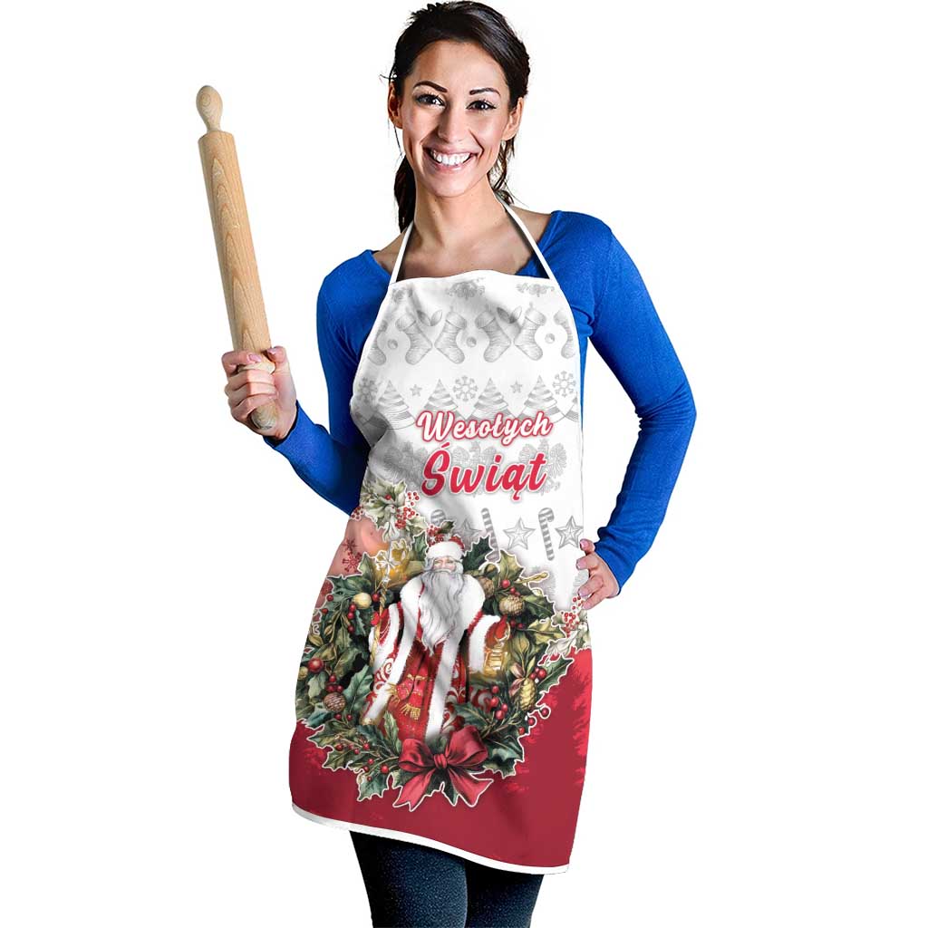 Poland Christmas Apron Dziadek Mroz With Wreath - Wonder Print Shop