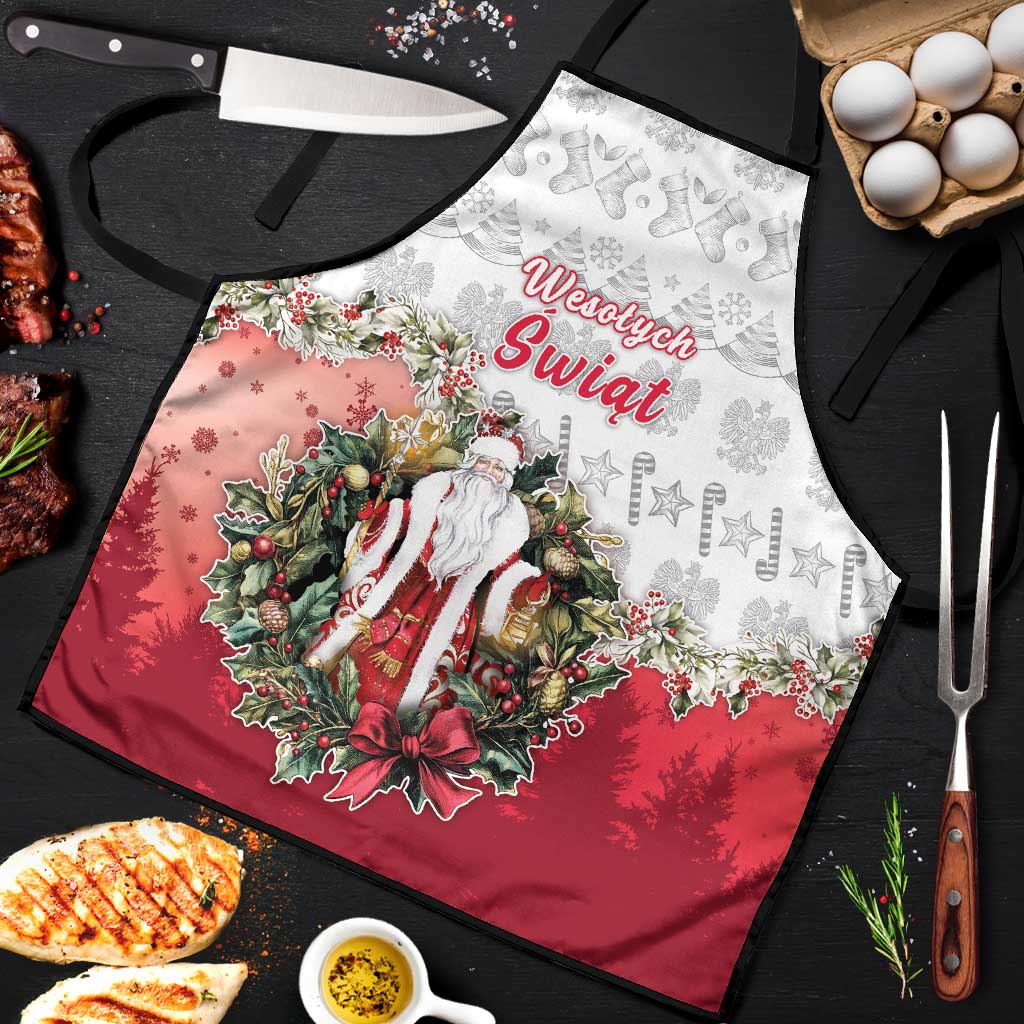 Poland Christmas Apron Dziadek Mroz With Wreath - Wonder Print Shop