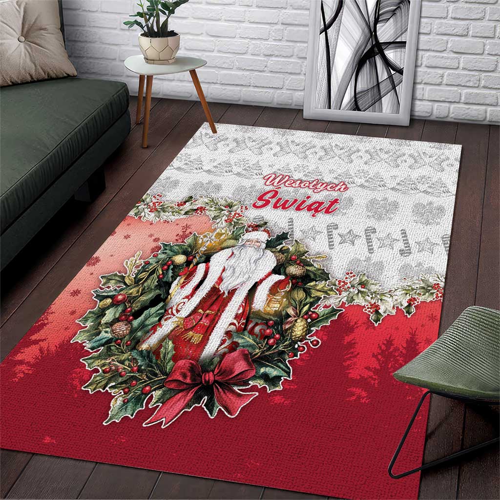 Poland Christmas Area Rug Dziadek Mroz With Wreath - Wonder Print Shop