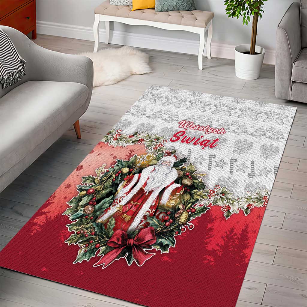 Poland Christmas Area Rug Dziadek Mroz With Wreath - Wonder Print Shop