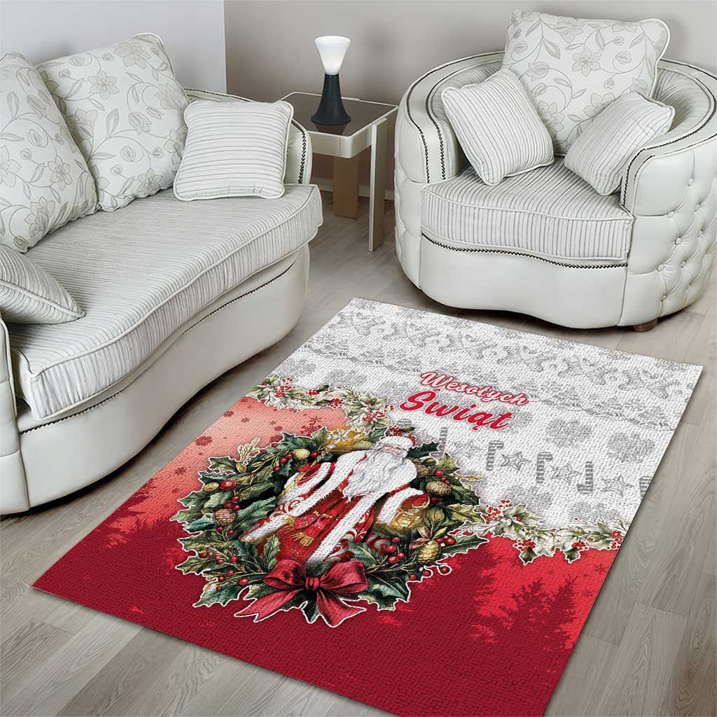 Poland Christmas Area Rug Dziadek Mroz With Wreath - Wonder Print Shop