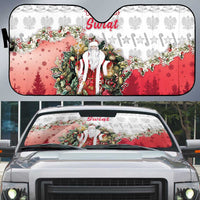 Poland Christmas Auto Sun Shade Dziadek Mroz With Wreath - Wonder Print Shop