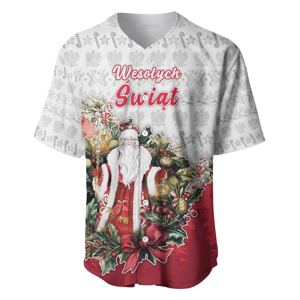 Poland Christmas Baseball Jersey Dziadek Mroz With Wreath - Wonder Print Shop