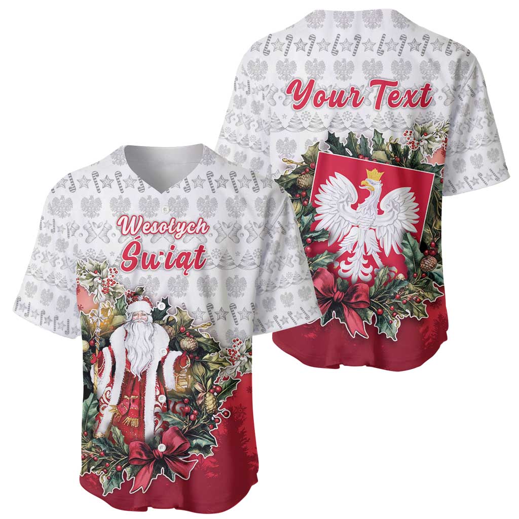 Poland Christmas Baseball Jersey Dziadek Mroz With Wreath - Wonder Print Shop