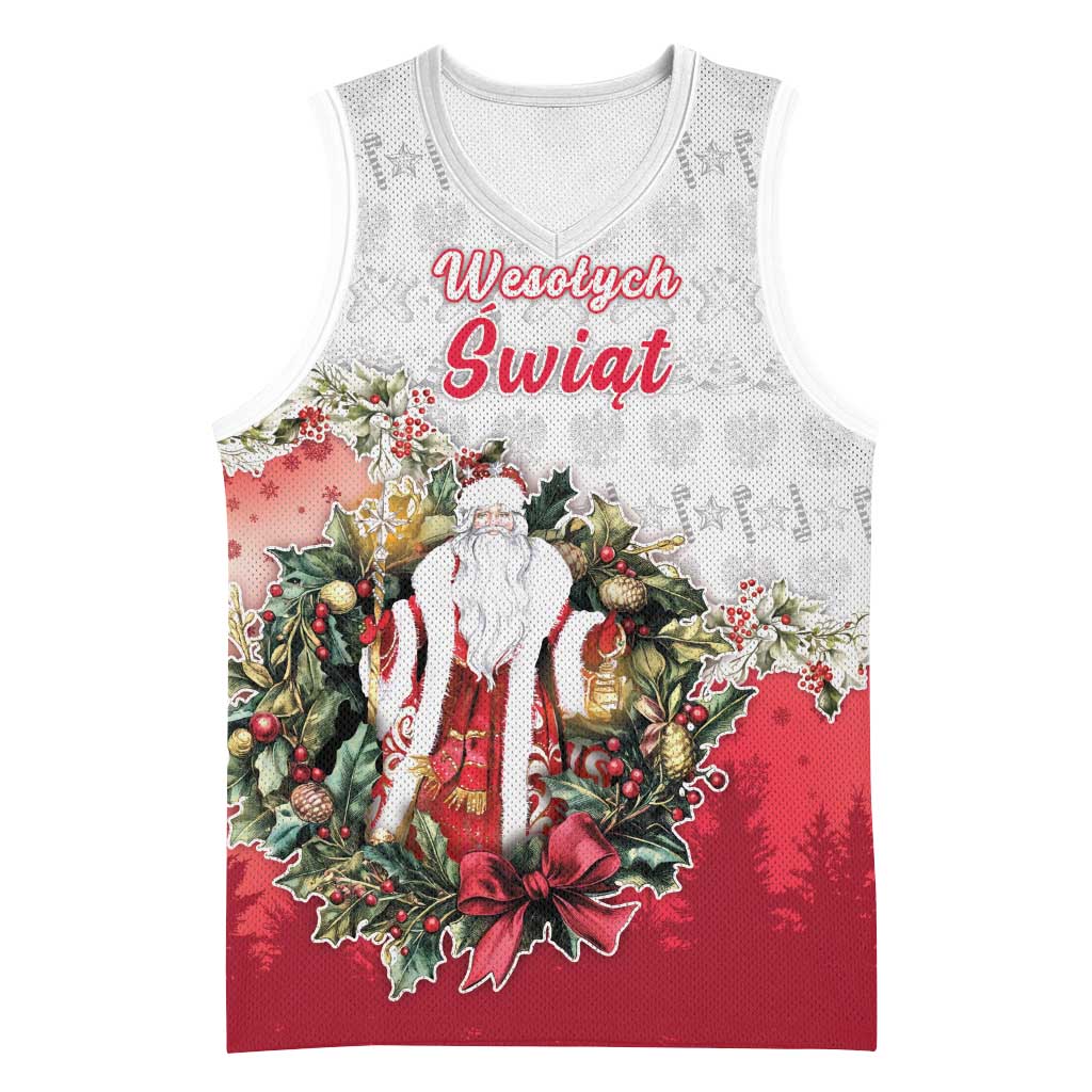 Poland Christmas Basketball Jersey Dziadek Mroz With Wreath - Wonder Print Shop
