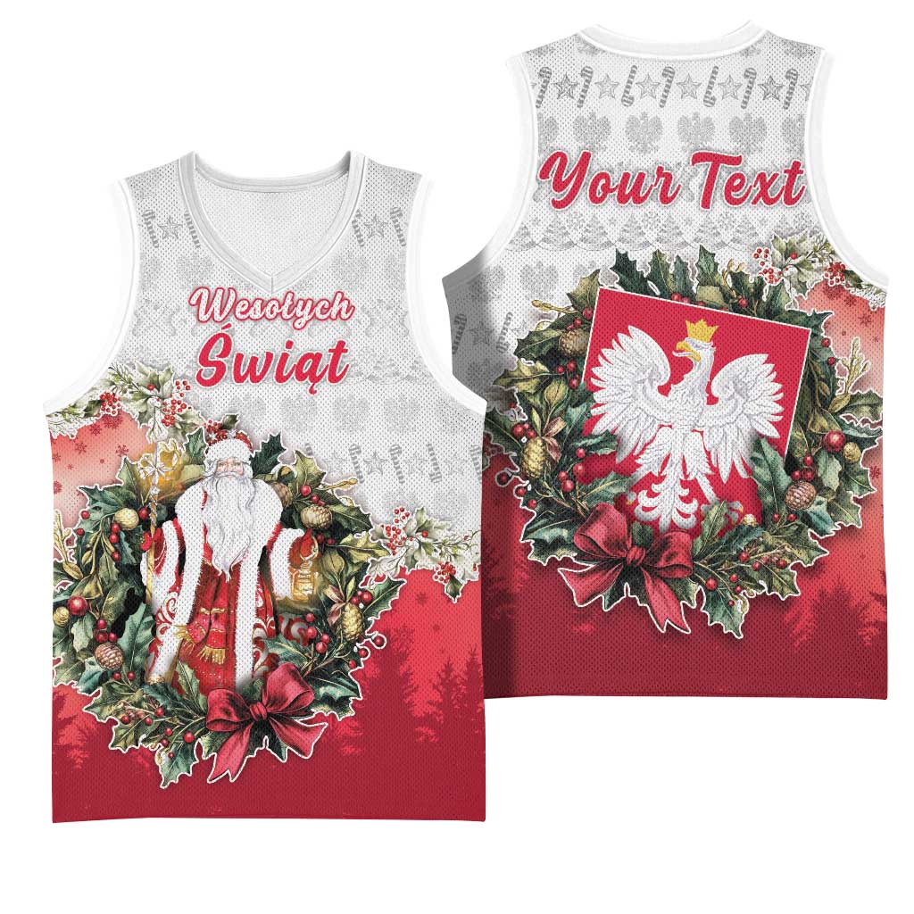 Poland Christmas Basketball Jersey Dziadek Mroz With Wreath - Wonder Print Shop