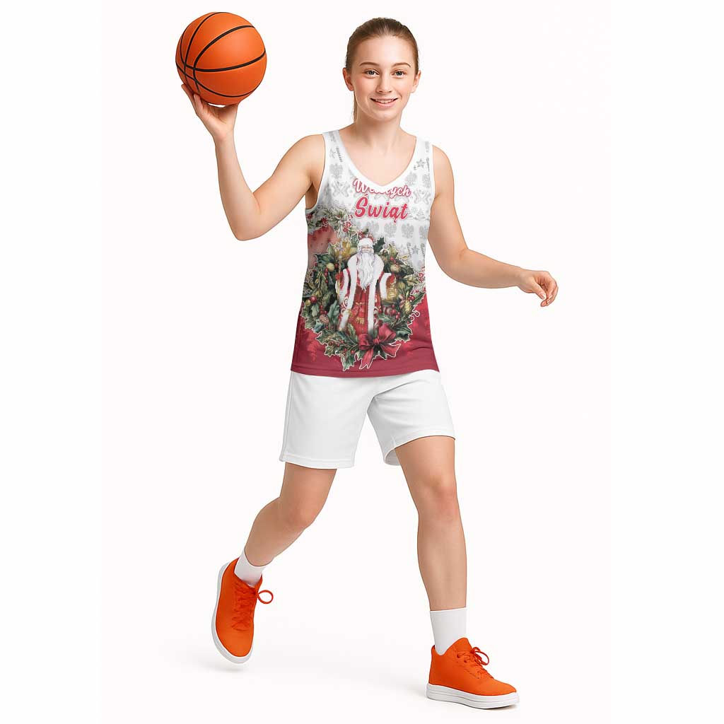 Poland Christmas Basketball Jersey Dziadek Mroz With Wreath - Wonder Print Shop