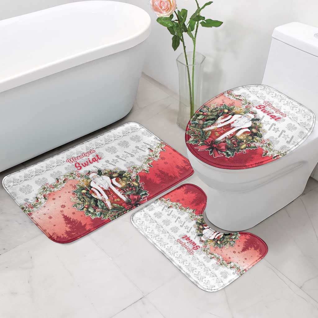Poland Christmas Bathroom Set Dziadek Mroz With Wreath - Wonder Print Shop