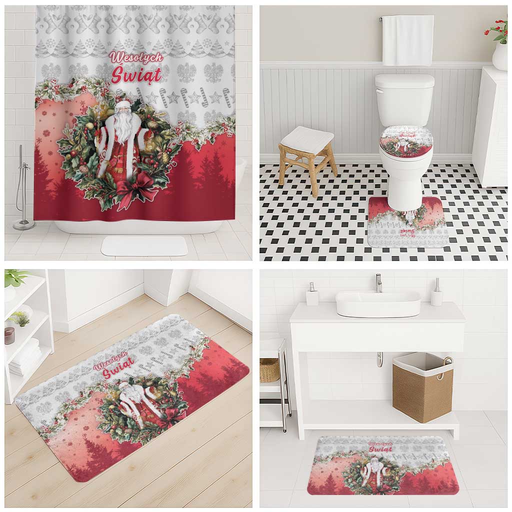 Poland Christmas Bathroom Set Dziadek Mroz With Wreath - Wonder Print Shop