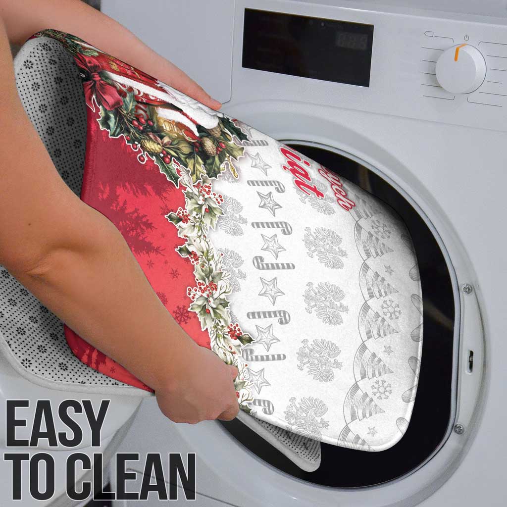 Poland Christmas Bathroom Set Dziadek Mroz With Wreath - Wonder Print Shop