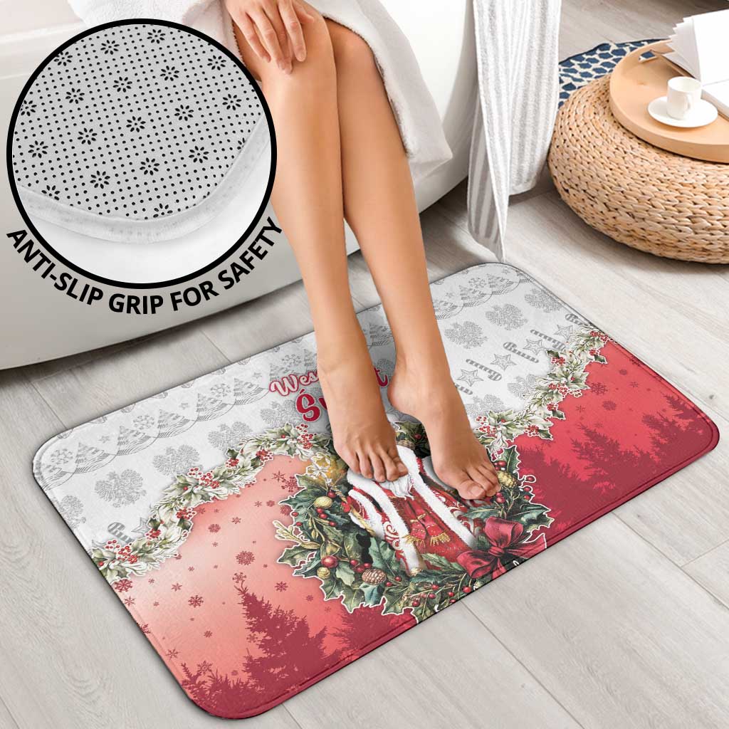 Poland Christmas Bathroom Set Dziadek Mroz With Wreath - Wonder Print Shop