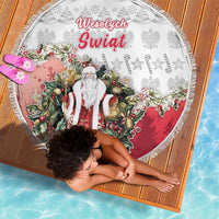 Poland Christmas Beach Blanket Dziadek Mroz With Wreath - Wonder Print Shop