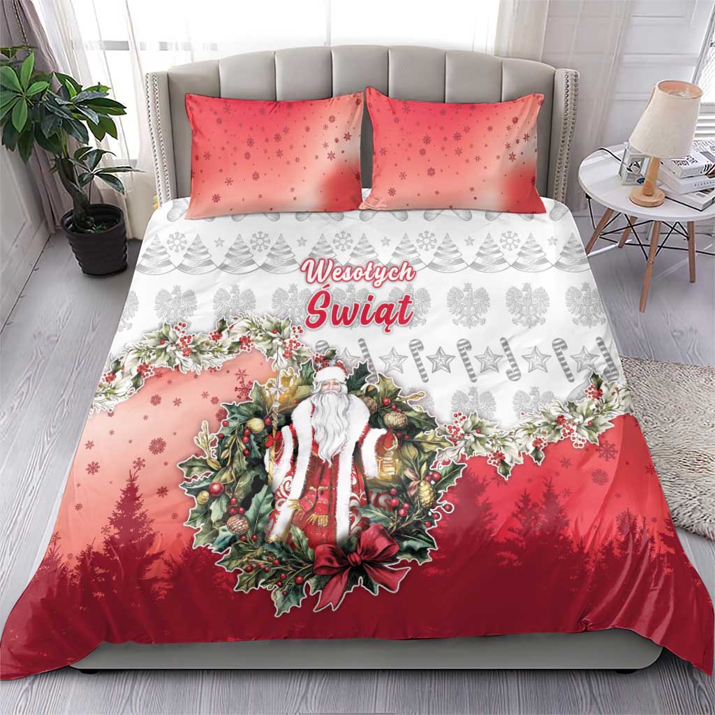 Poland Christmas Bedding Set Dziadek Mroz With Wreath - Wonder Print Shop
