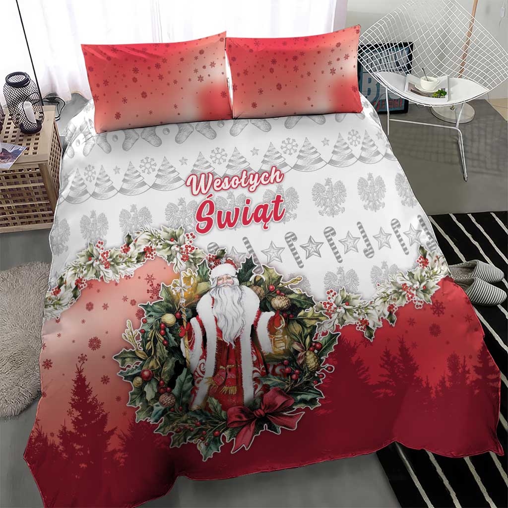 Poland Christmas Bedding Set Dziadek Mroz With Wreath - Wonder Print Shop