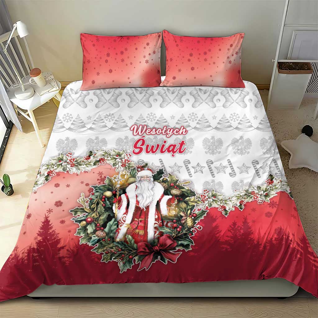Poland Christmas Bedding Set Dziadek Mroz With Wreath - Wonder Print Shop