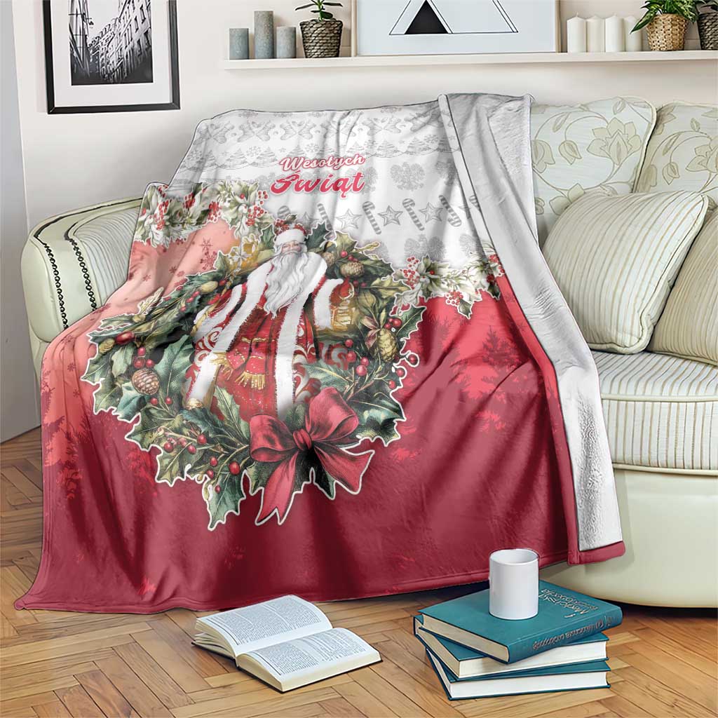Poland Christmas Blanket Dziadek Mroz With Wreath - Wonder Print Shop