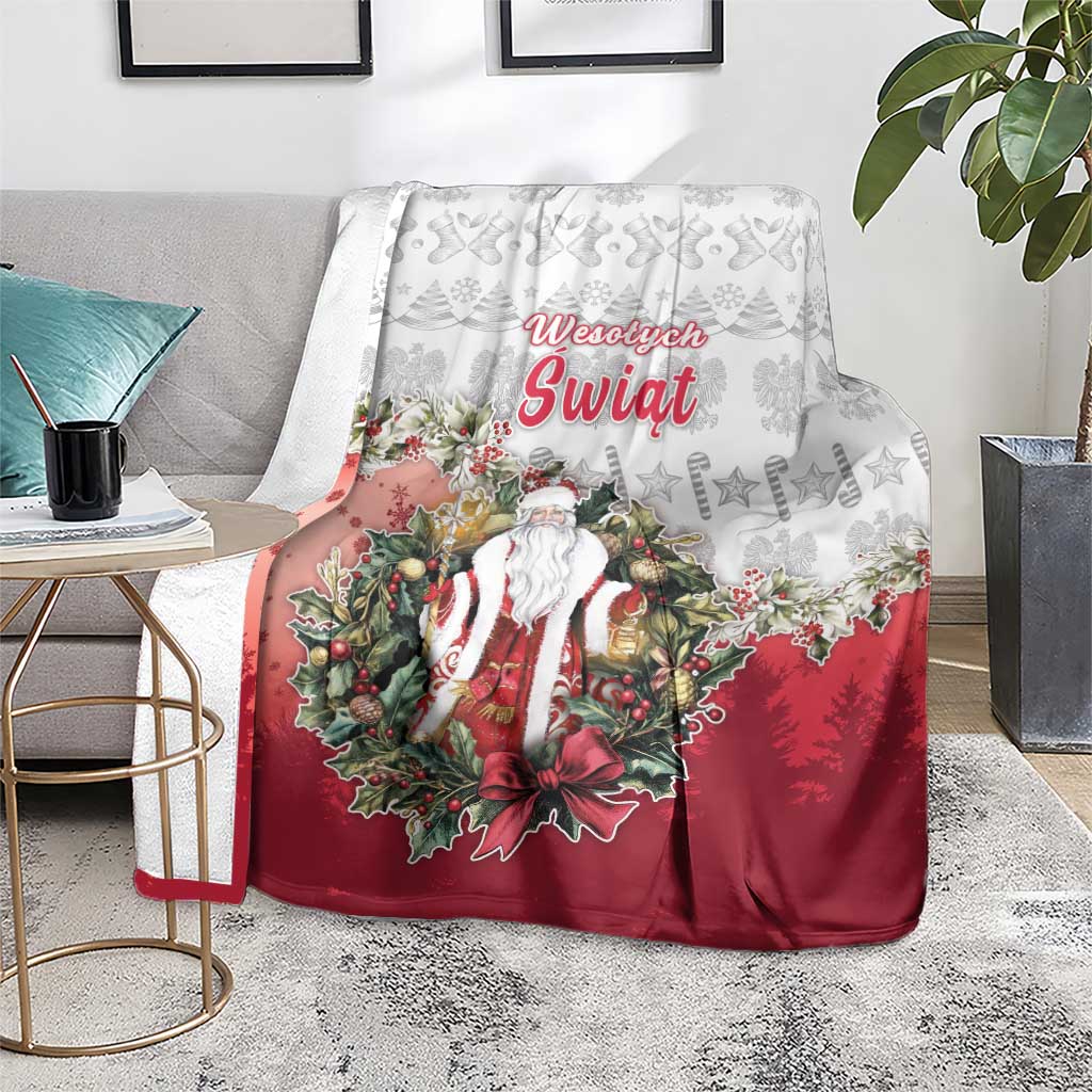 Poland Christmas Blanket Dziadek Mroz With Wreath - Wonder Print Shop