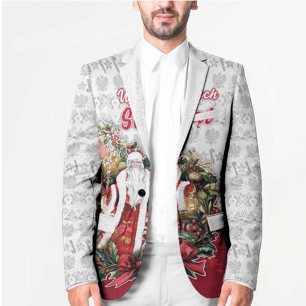 Poland Christmas Blazer Dziadek Mroz With Wreath - Wonder Print Shop