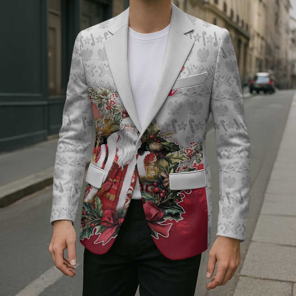 Poland Christmas Blazer Dziadek Mroz With Wreath - Wonder Print Shop