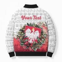 Poland Christmas Bomber Puffer Jacket Dziadek Mroz With Wreath - Wonder Print Shop