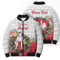 Poland Christmas Bomber Puffer Jacket Dziadek Mroz With Wreath - Wonder Print Shop