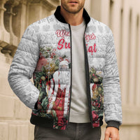 Poland Christmas Bomber Puffer Jacket Dziadek Mroz With Wreath - Wonder Print Shop