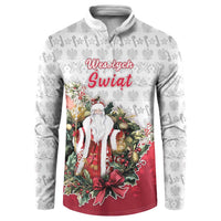 Poland Christmas Button Sweatshirt Dziadek Mroz With Wreath - Wonder Print Shop