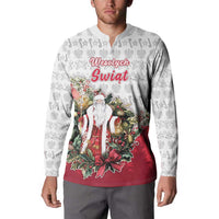 Poland Christmas Button Sweatshirt Dziadek Mroz With Wreath - Wonder Print Shop