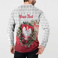 Poland Christmas Button Sweatshirt Dziadek Mroz With Wreath - Wonder Print Shop