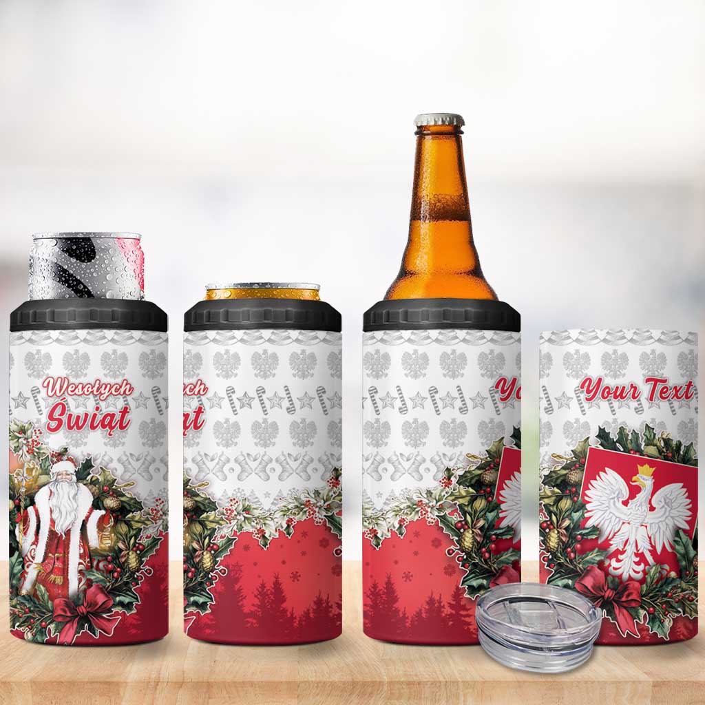 Poland Christmas 4 in 1 Can Cooler Tumbler Dziadek Mroz With Wreath - Wonder Print Shop