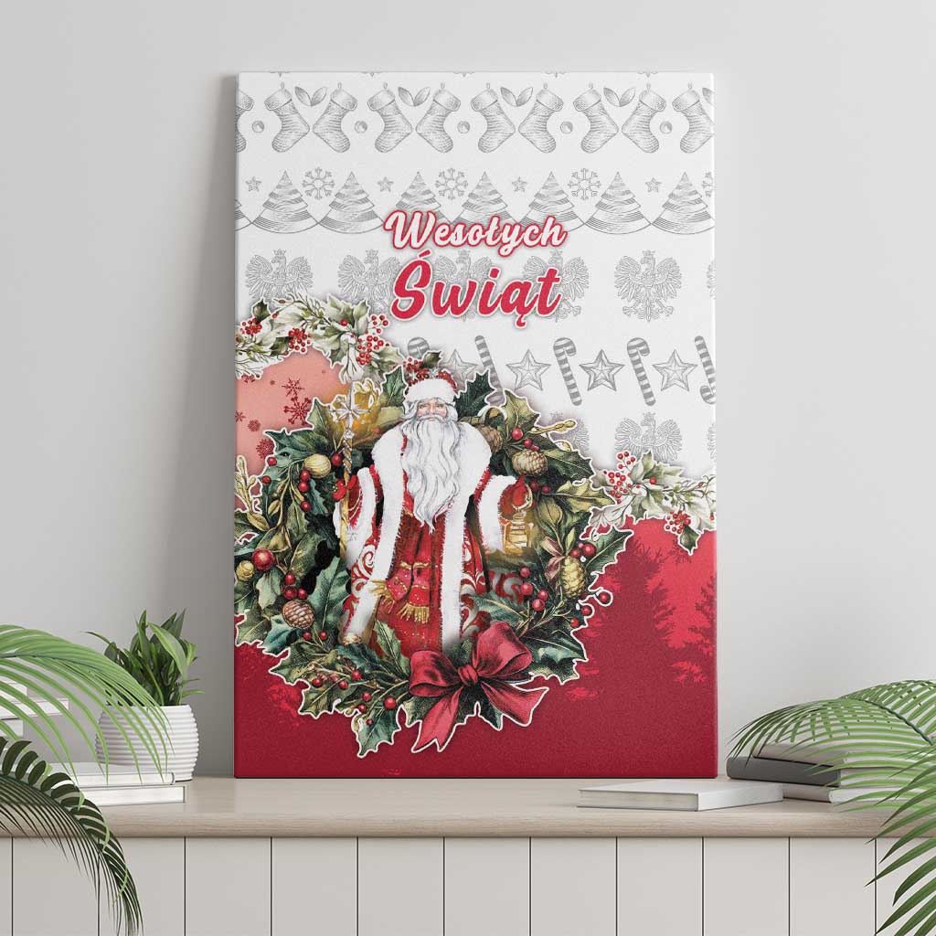 Poland Christmas Canvas Wall Art Dziadek Mroz With Wreath - Wonder Print Shop