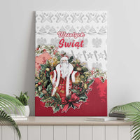 Poland Christmas Canvas Wall Art Dziadek Mroz With Wreath - Wonder Print Shop