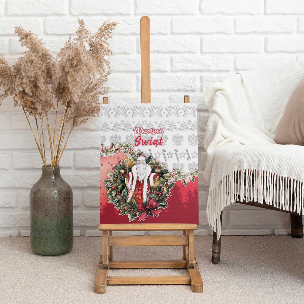 Poland Christmas Canvas Wall Art Dziadek Mroz With Wreath - Wonder Print Shop