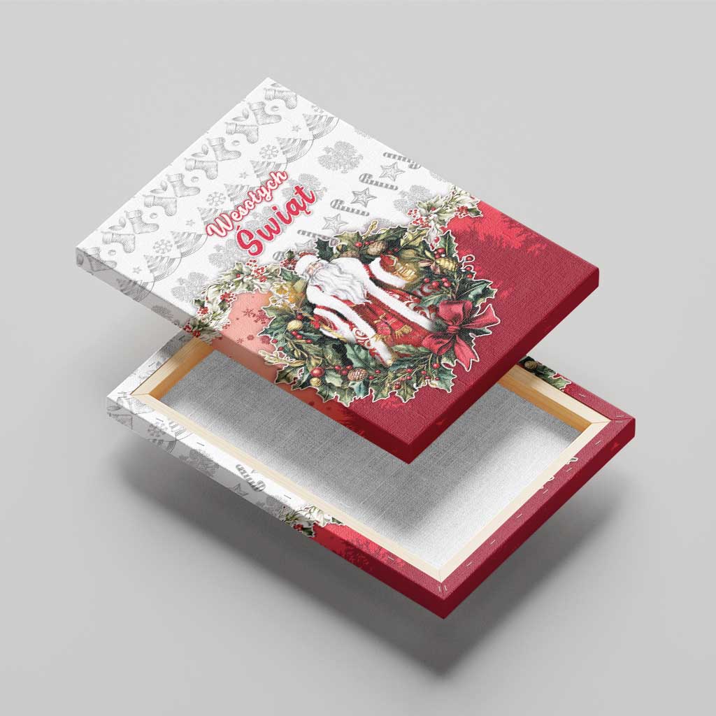 Poland Christmas Canvas Wall Art Dziadek Mroz With Wreath - Wonder Print Shop