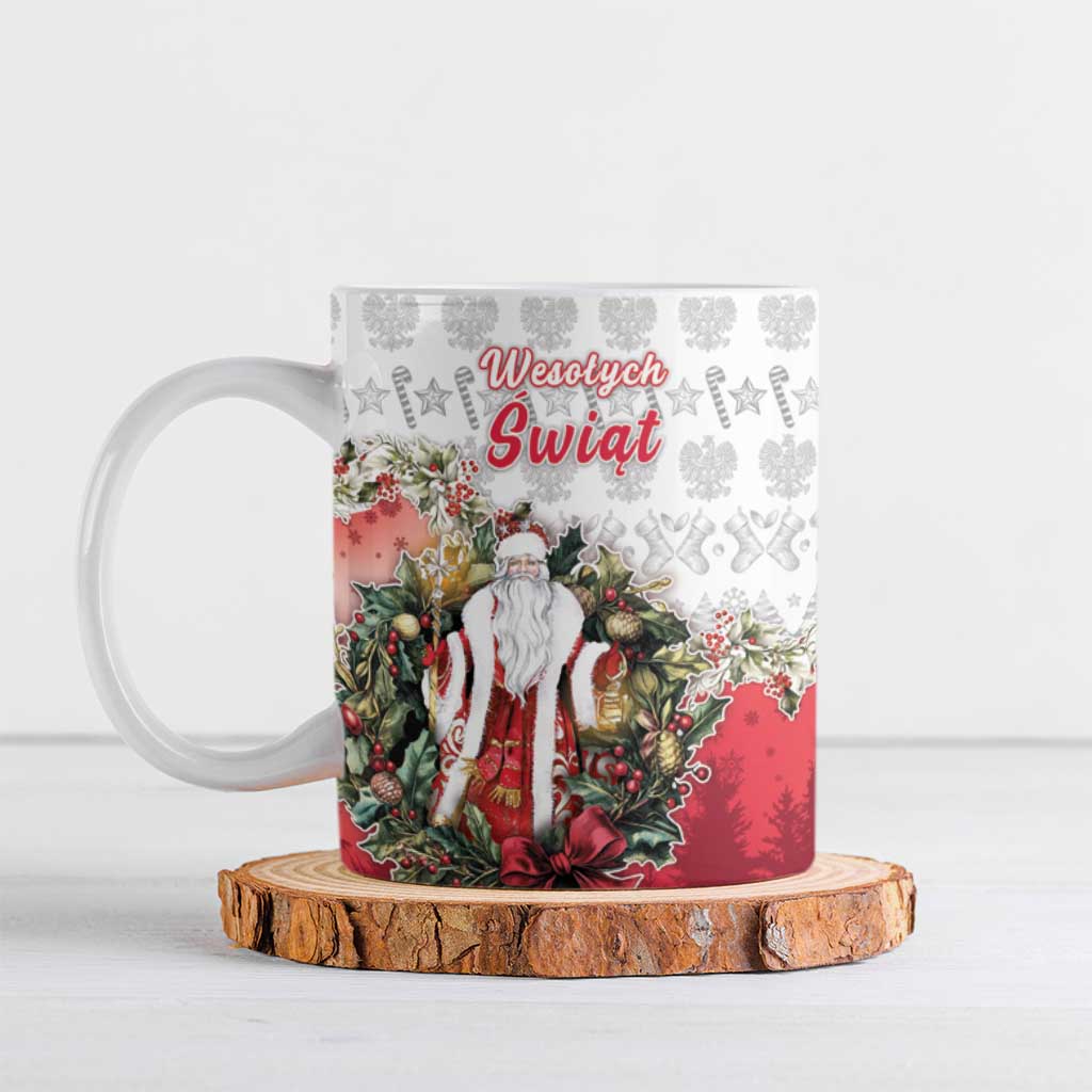 Poland Christmas Ceramic Mug Dziadek Mroz With Wreath - Wonder Print Shop