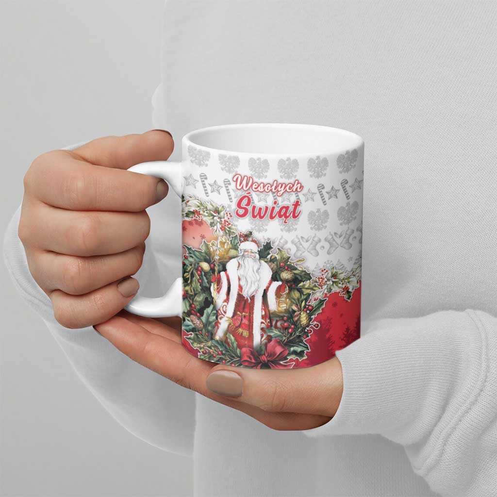 Poland Christmas Ceramic Mug Dziadek Mroz With Wreath - Wonder Print Shop