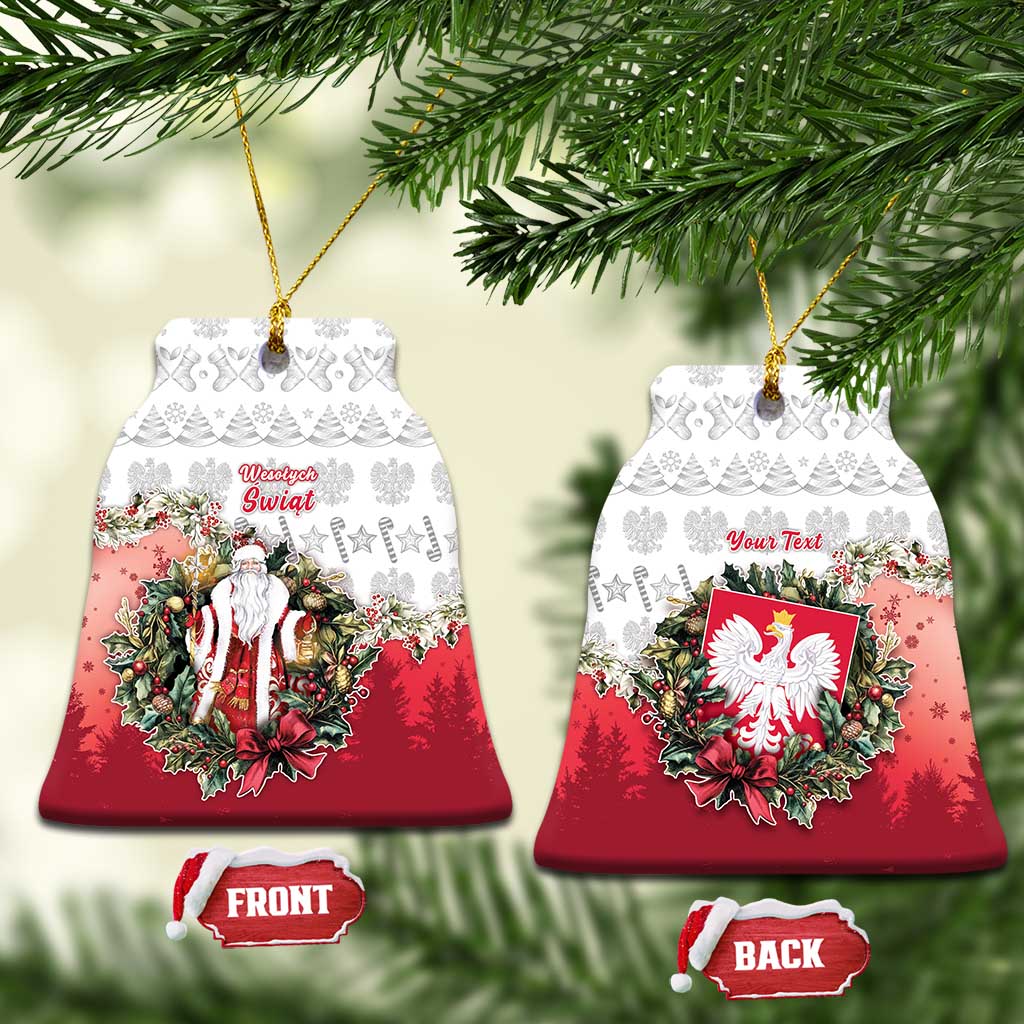 Personalized Poland Christmas Ceramic Ornament Dziadek Mroz With Wreath - Wonder Print Shop