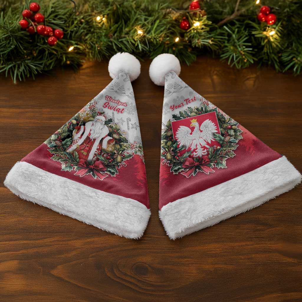 Personalized Poland Christmas Santa Hat Dziadek Mroz With Wreath - Wonder Print Shop