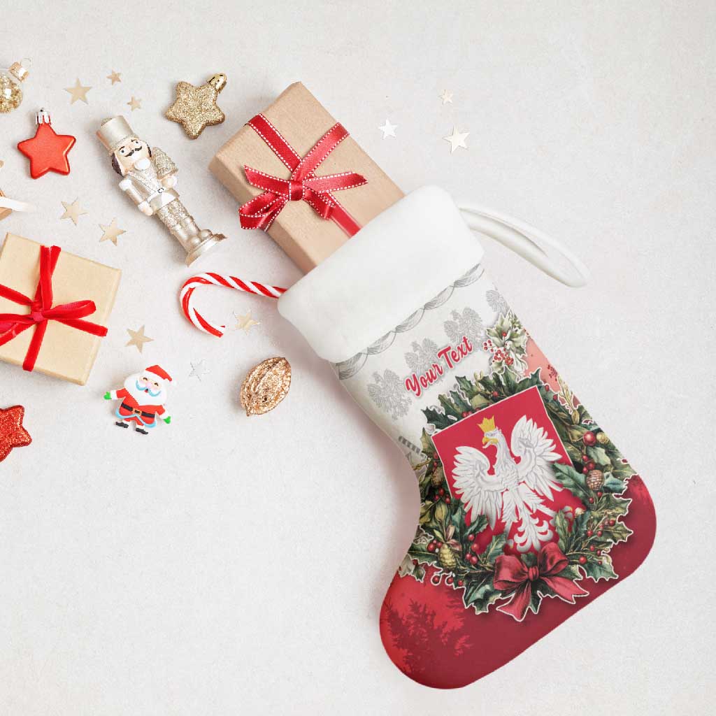 Personalized Poland Christmas Stocking Dziadek Mroz With Wreath - Wonder Print Shop