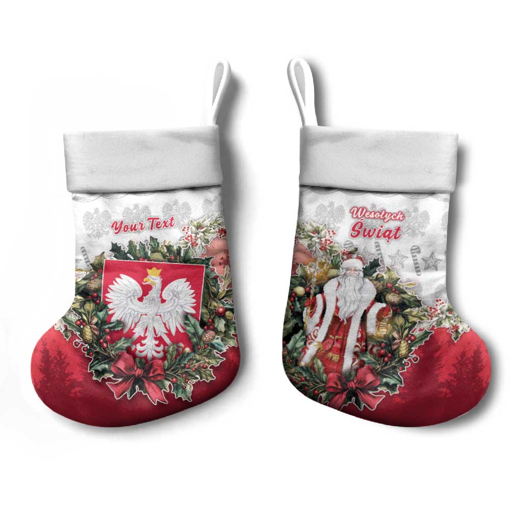 Personalized Poland Christmas Stocking Dziadek Mroz With Wreath - Wonder Print Shop