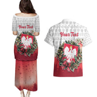 Poland Christmas Couples Matching Puletasi and Hawaiian Shirt Dziadek Mroz With Wreath - Wonder Print Shop