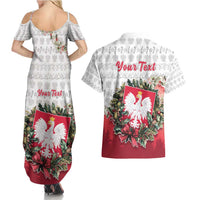 Poland Christmas Couples Matching Summer Maxi Dress and Hawaiian Shirt Dziadek Mroz With Wreath - Wonder Print Shop