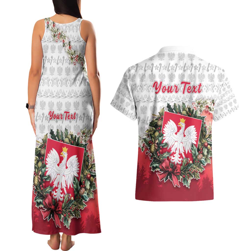 Poland Christmas Couples Matching Tank Maxi Dress and Hawaiian Shirt Dziadek Mroz With Wreath - Wonder Print Shop