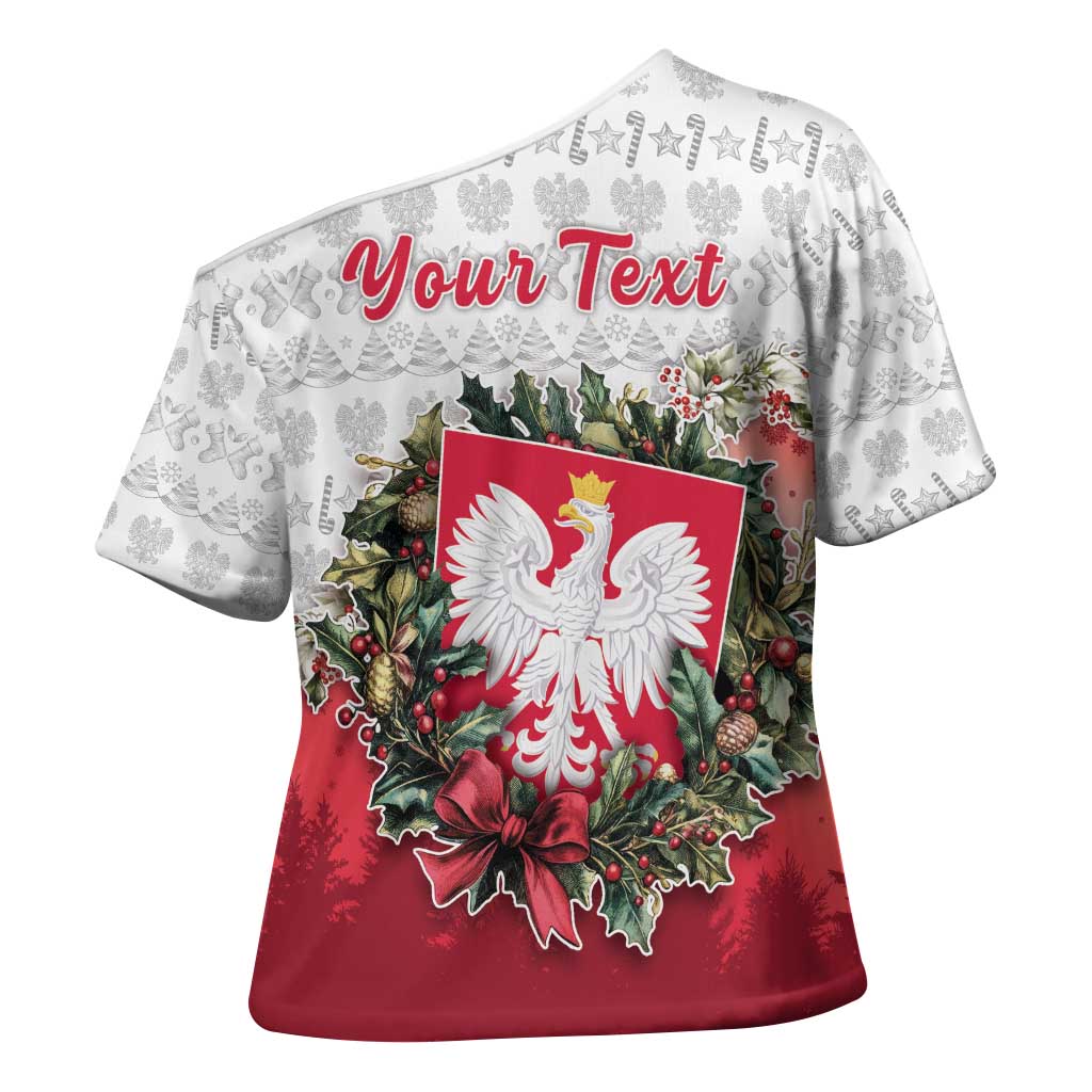 Poland Christmas Cross Shoulder Shirt Dziadek Mroz With Wreath - Wonder Print Shop